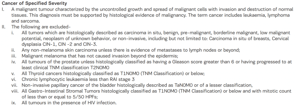 Cancer of specified severities - Activ Secure Critical illness plan Review