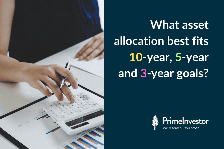 What asset allocation best fits 10-year, 5-year and 3-year goals? 