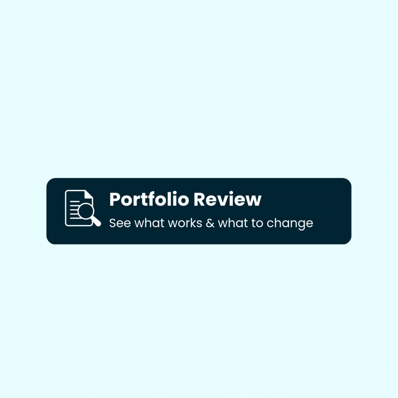 Sample portfolio dashboard showing stock and mutual fund holdings, invested values, portfolio scores of 85 and 45, and buy and sell recommendations